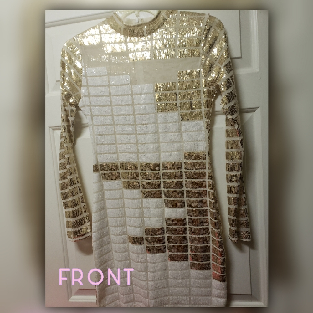 Gold/Ivory Sequin & Mesh Party Dress - New!